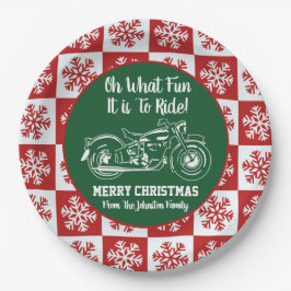 Weihnachts-Spaß Motorrad Snowflake Urlaub Familie Pappteller