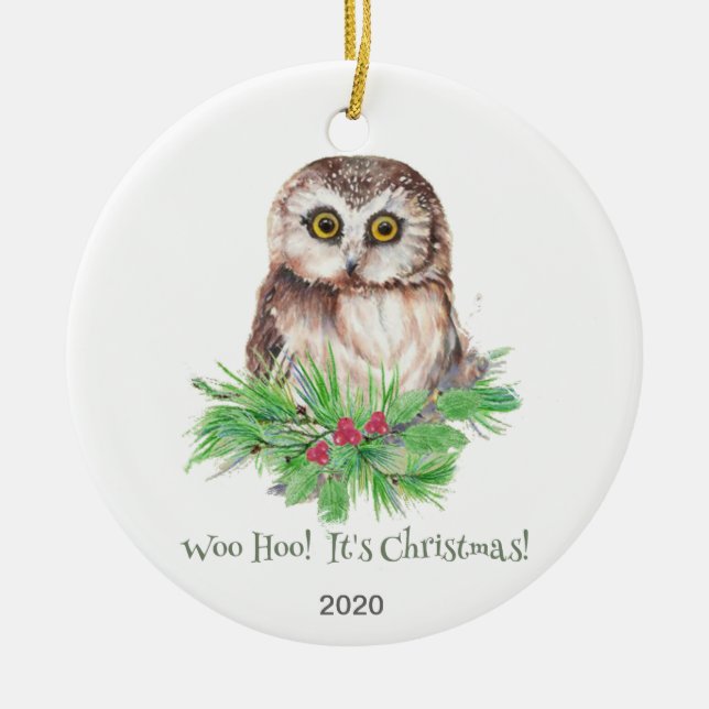 Weihnachts-Spaß Zitat Niedlicher Vogelvogel Keramikornament (Vorne)