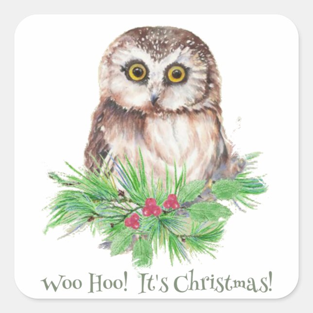 Weihnachts-Spaß Zitat Niedlicher Vogelvogel Quadratischer Aufkleber (Vorderseite)