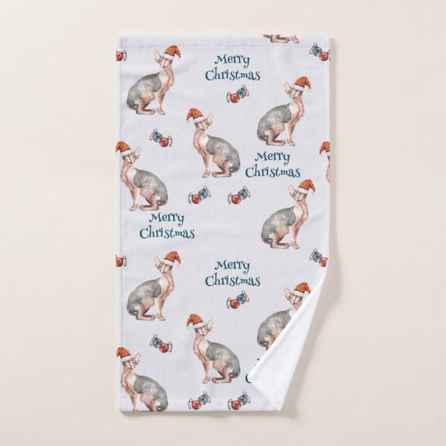 Weihnachts-Sphynx-Cat-Geschenk, Weihnachtsfeiertag Handtuch (Handtuch)