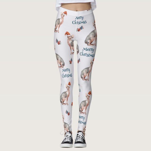 Weihnachts-Sphynx-Cat-Geschenk, Weihnachtsfeiertag Leggings (Vorderseite)