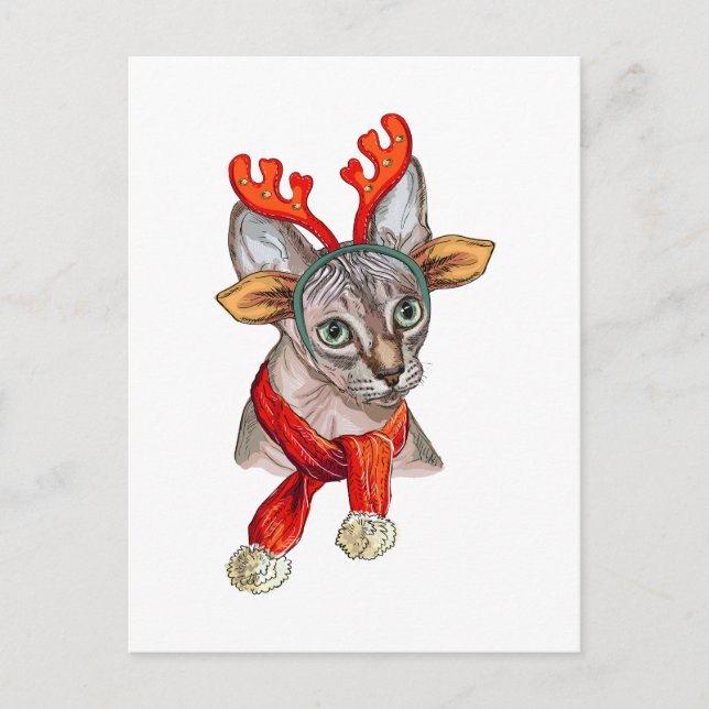 Weihnachts Sphynx Katz T - Shirt Lebensmittelgesch Postkarte (Vorderseite)