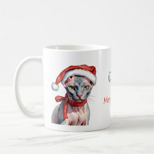 Weihnachts-Sphynx-Katze Wasserfarbe Kaffeetasse