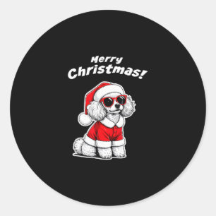 Weihnachts-Spielzeug-Pudel Lustiger Weihnachtsmann Runder Aufkleber