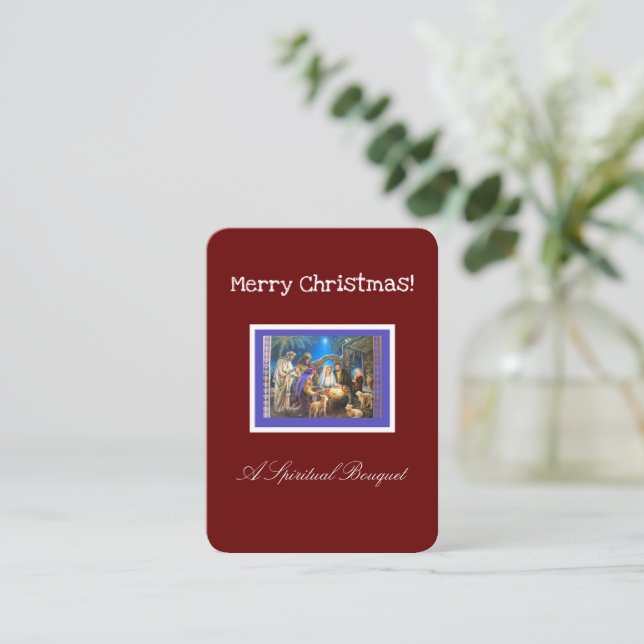 Weihnachts Spirituelle Bouquet Begleitkarte (Stehend Vorderseite)