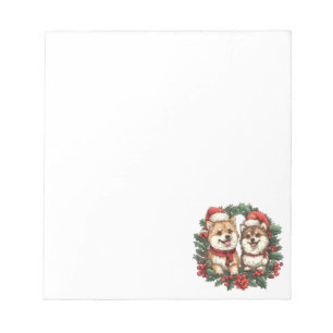 Weihnachts-Spitz Hogs Mistletoe Wreath Notizblock