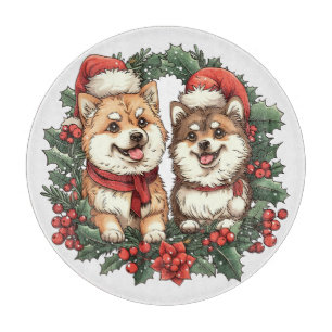 Weihnachts-Spitz Hogs Mistletoe Wreath Schneidebrett