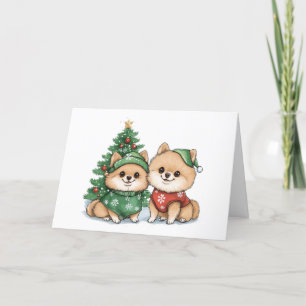 Weihnachts-Spitz-Hunde Feiertagskarte