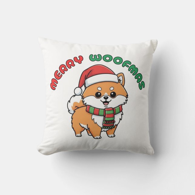 Weihnachts-Spitz-Kissen: Frohe Weihnachten Kissen (Vorderseite)