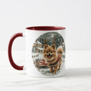 Weihnachts-Spitz Rentier Dog Tasse