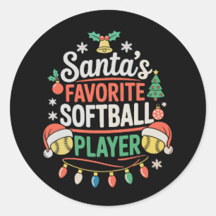 Weihnachts-Sport Lieblings-Softballspieler von San Runder Aufkleber