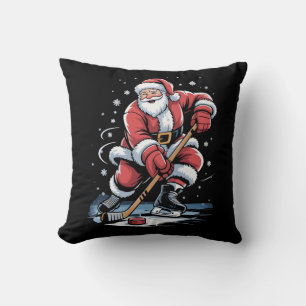 Weihnachts Sport Santa spielt Eishockey Xmas Kissen
