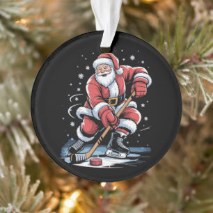 Weihnachts Sport Santa spielt Eishockey Xmas Ornament