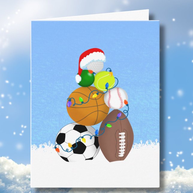 Weihnachts-Sportbälle wie Weihnachtsbaum gestapelt Karte (Von Creator hochgeladen)