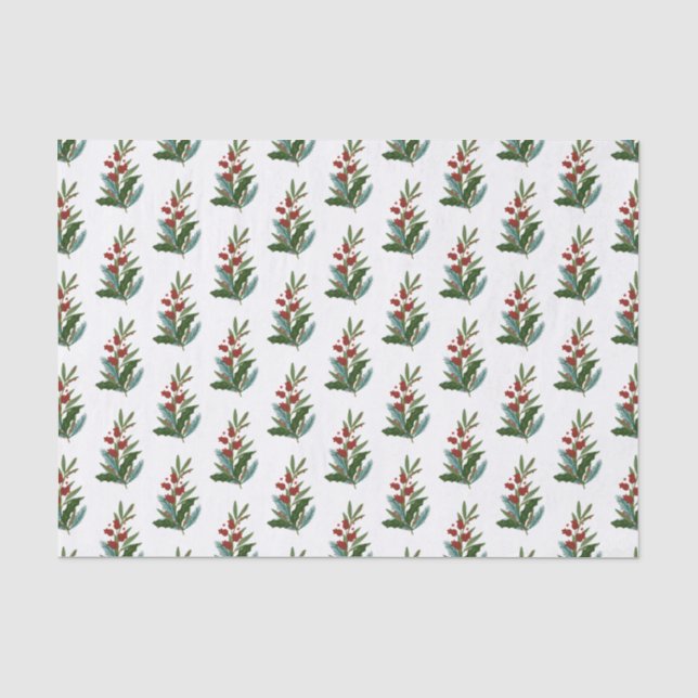 Weihnachts-Sprigs-Muster Seidenpapier (Vorderseite)