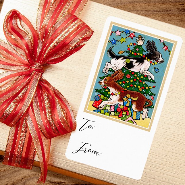 Weihnachts-Springer-Spanier-Hundeschenkaufkleber (Von Creator hochgeladen)