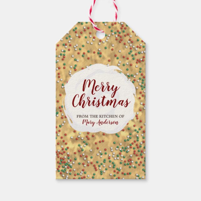 Weihnachts-Sprinklen Cookie Custom Label Geschenk- Geschenkanhänger (Vorderseite)