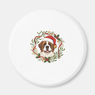 Weihnachts St. Bernhard Hund Santa Hut Kranz Magnet