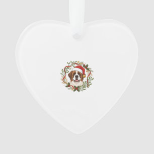 Weihnachts St. Bernhard Hund Santa Hut Kranz Ornament
