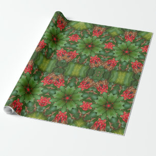Weihnachts-Star-Blume Muster Red Green Floral Geschenkpapier