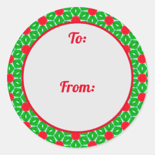 Weihnachts-Star-Border-Geschenksticker Runder Aufkleber