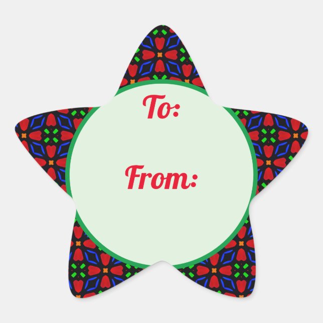 Weihnachts-Star-Border-Geschenksticker Stern-Aufkleber (Vorderseite)