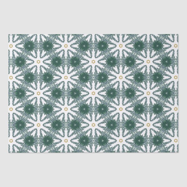 Weihnachts-Star Green Gold Luxus Muster Seidenpapier (Vorderseite)