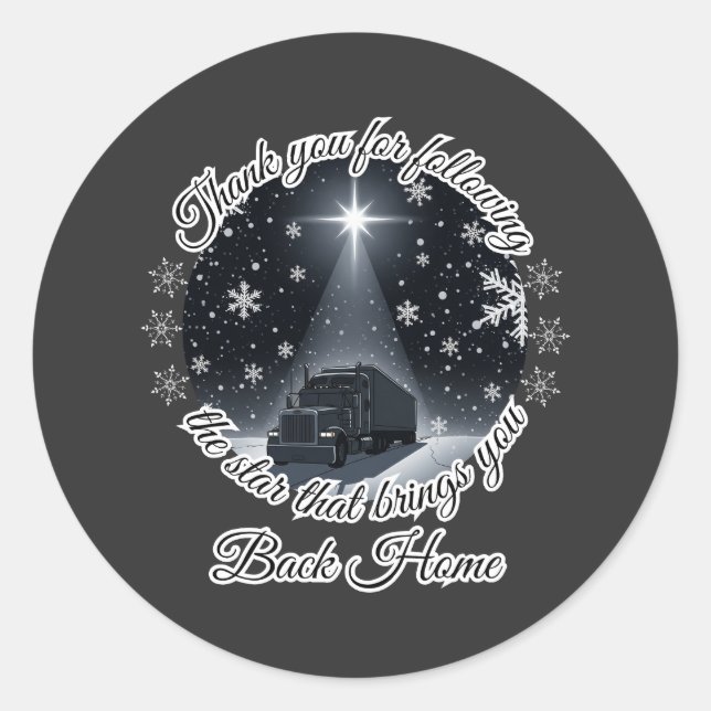 Weihnachts-Star-Truck-Reise Light Homecoming Runder Aufkleber (Vorderseite)