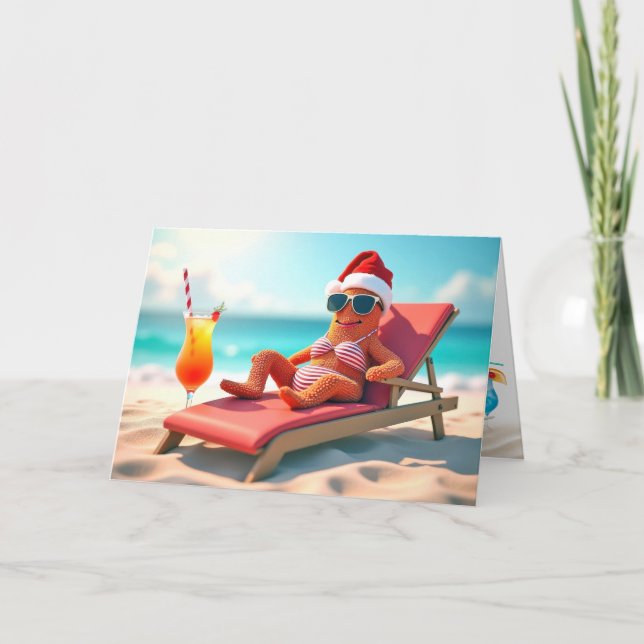Weihnachts-Starfish-Sonnenbaden Karte (Vorderseite)