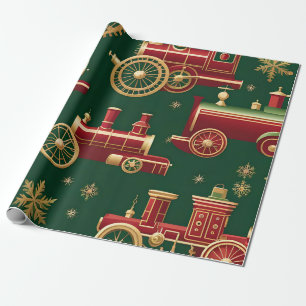 Weihnachts-Steampunk-Lokomotive-Geschenkpapier Geschenkpapier