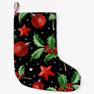 Weihnachts-Stechpalme-Schnee-Sterne nahtlos Kleiner Weihnachtsstrumpf