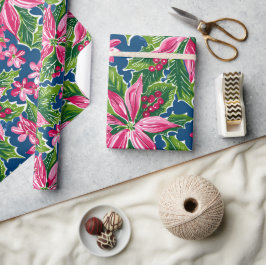 Weihnachts-Stechpalme und Blumenmuster Geschenkpapier