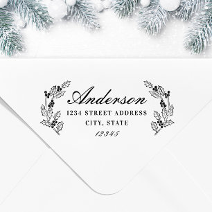 Weihnachts-Stechpalmen-Beeren Familienname Rücksen Permastempel