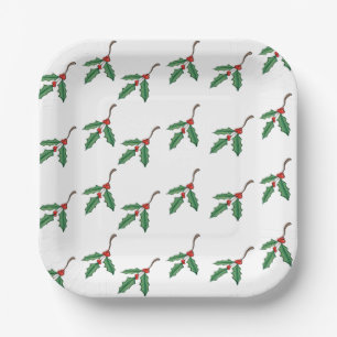 Weihnachts-Stechpalmen-Feier Pappteller