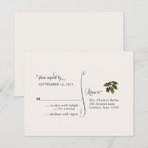 Weihnachts-Stechpalmen-Hochzeits-RSVP-Postkarte RSVP Karte