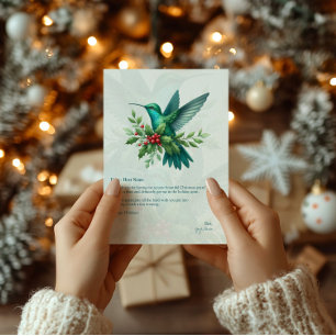 Weihnachts-Stechpalmen-Kolibri-Dankeskarten Dankeskarte