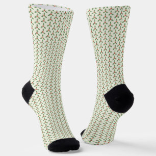 Weihnachts-Stechpalmen-Muster Grüne Stechpalme Rot Socken