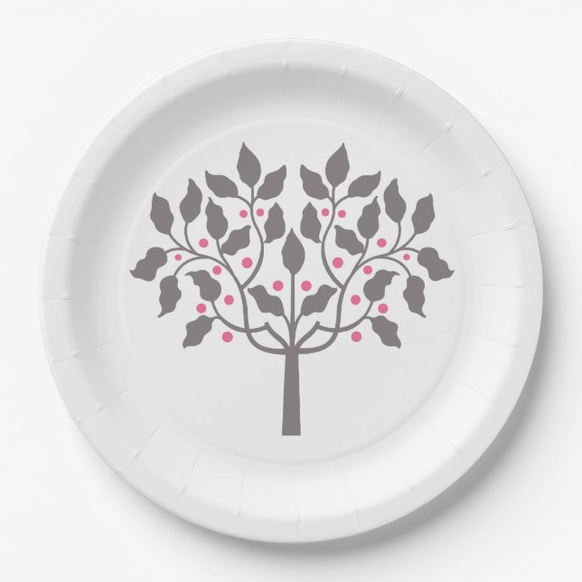 Weihnachts-Stechpalmenbeerbaum Pappteller (Vorderseite)