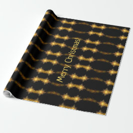Weihnachts-Sterne-Muster Schwarz und Gold-Star-Lic Geschenkpapier