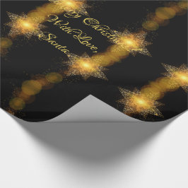 Weihnachts-Sterne-Muster Schwarz und Gold-Star-Lic Geschenkpapier