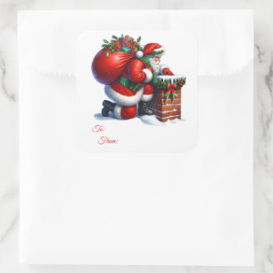 Weihnachts-Sticker-Geschenkanhänger Quadratischer Aufkleber