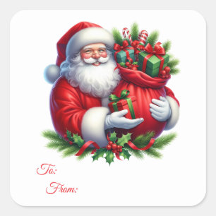 Weihnachts-Sticker-Geschenkanhänger Quadratischer Aufkleber