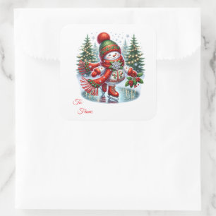 Weihnachts-Sticker-Geschenkanhänger Quadratischer Aufkleber