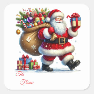 Weihnachts-Sticker-Geschenkanhänger Quadratischer Aufkleber