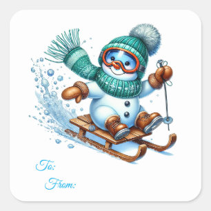 Weihnachts-Sticker-Geschenkanhänger Quadratischer Aufkleber