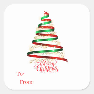 Weihnachts-Sticker-Geschenkanhänger Quadratischer Aufkleber