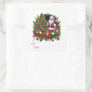 Weihnachts-Sticker-Geschenkanhänger Quadratischer Aufkleber