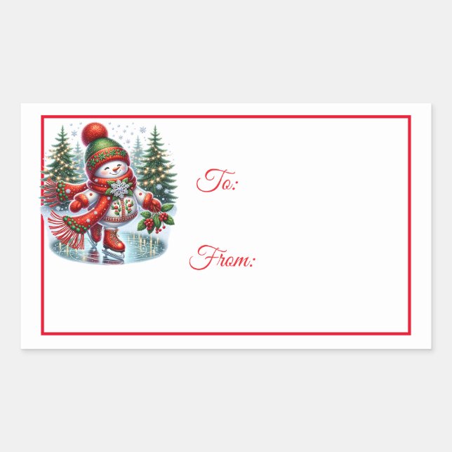 Weihnachts-Sticker-Geschenkanhänger Rechteckiger Aufkleber (Vorderseite)