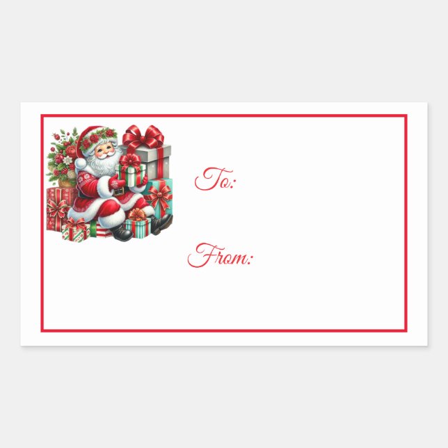 Weihnachts-Sticker-Geschenkanhänger Rechteckiger Aufkleber (Vorderseite)