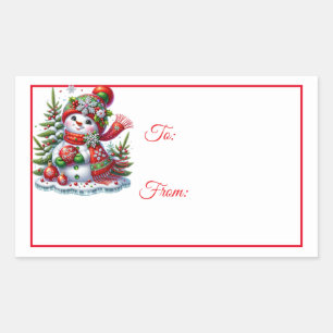 Weihnachts-Sticker-Geschenkanhänger Rechteckiger Aufkleber